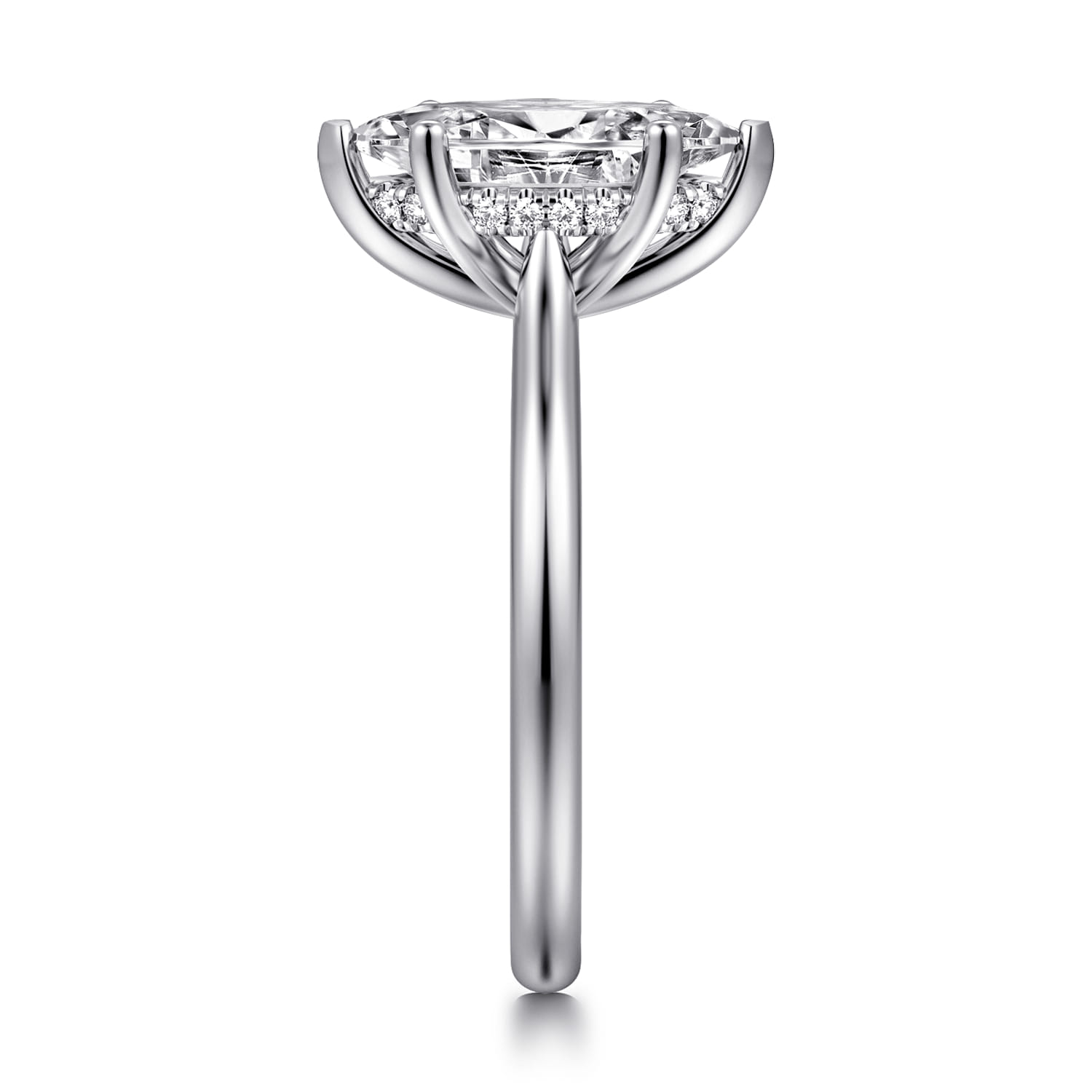 Azucena - 14K White Gold Marquise Shape Solitaire Diamond Engagement Ring - 0.06 ct - Shot 4