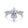 Allison - 14K White Gold Marquise Shape Hidden Halo Diamond Engagement Ring - 0.25 ct