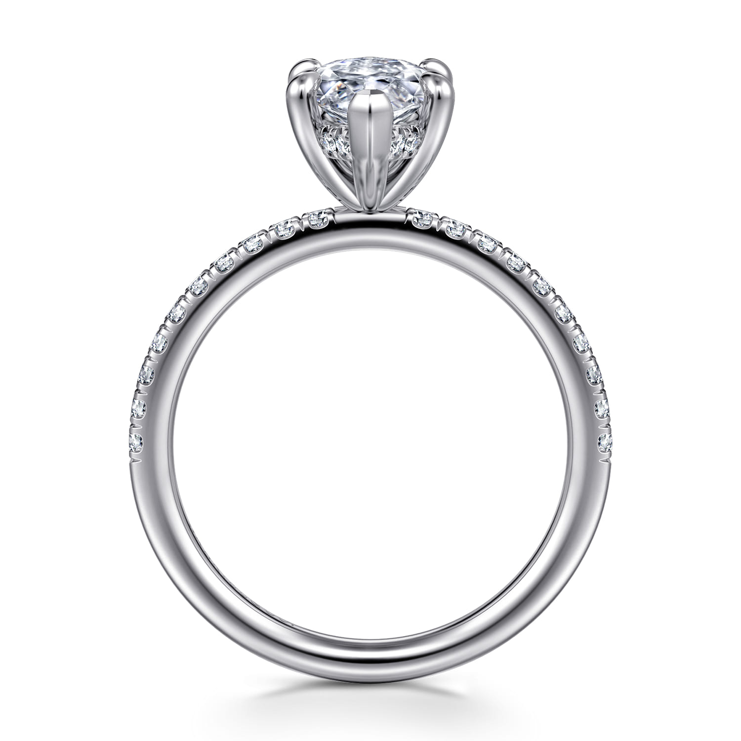 Allison - 14K White Gold Marquise Shape Hidden Halo Diamond Engagement Ring - 0.25 ct - Shot 2