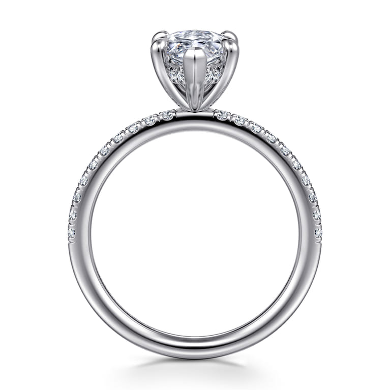 Allison - 14K White Gold Marquise Shape Hidden Halo Diamond Engagement Ring - 0.25 ct - Shot 2