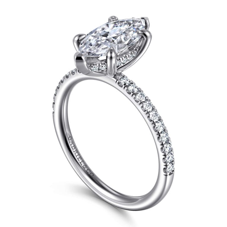 Allison - 14K White Gold Marquise Shape Hidden Halo Diamond Engagement Ring - 0.25 ct - Shot 3