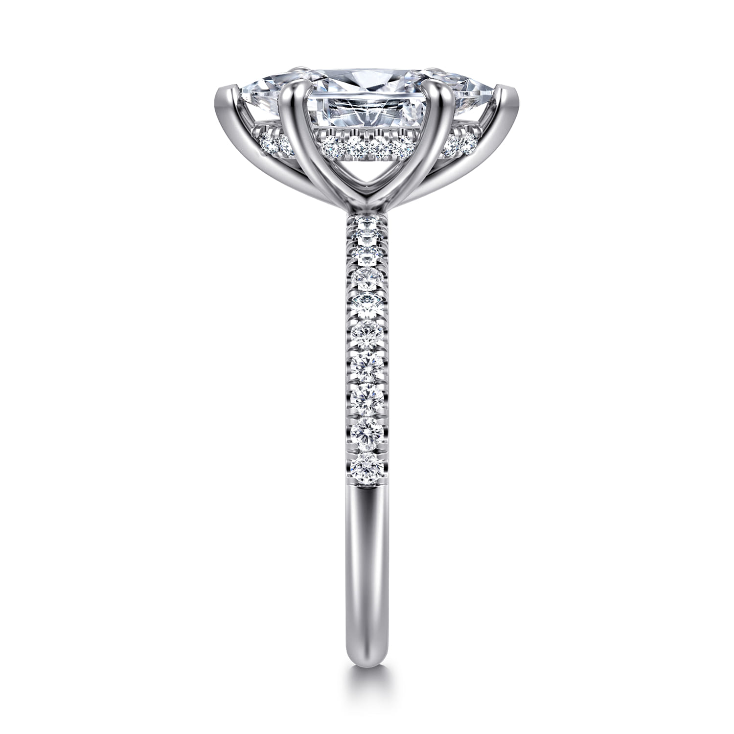 Allison - 14K White Gold Marquise Shape Hidden Halo Diamond Engagement Ring - 0.25 ct - Shot 4