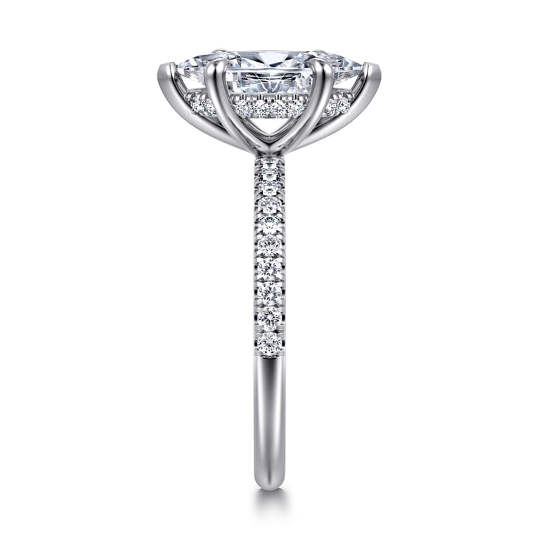 Allison - 14K White Gold Marquise Shape Hidden Halo Diamond Engagement Ring - 0.25 ct - Shot 4