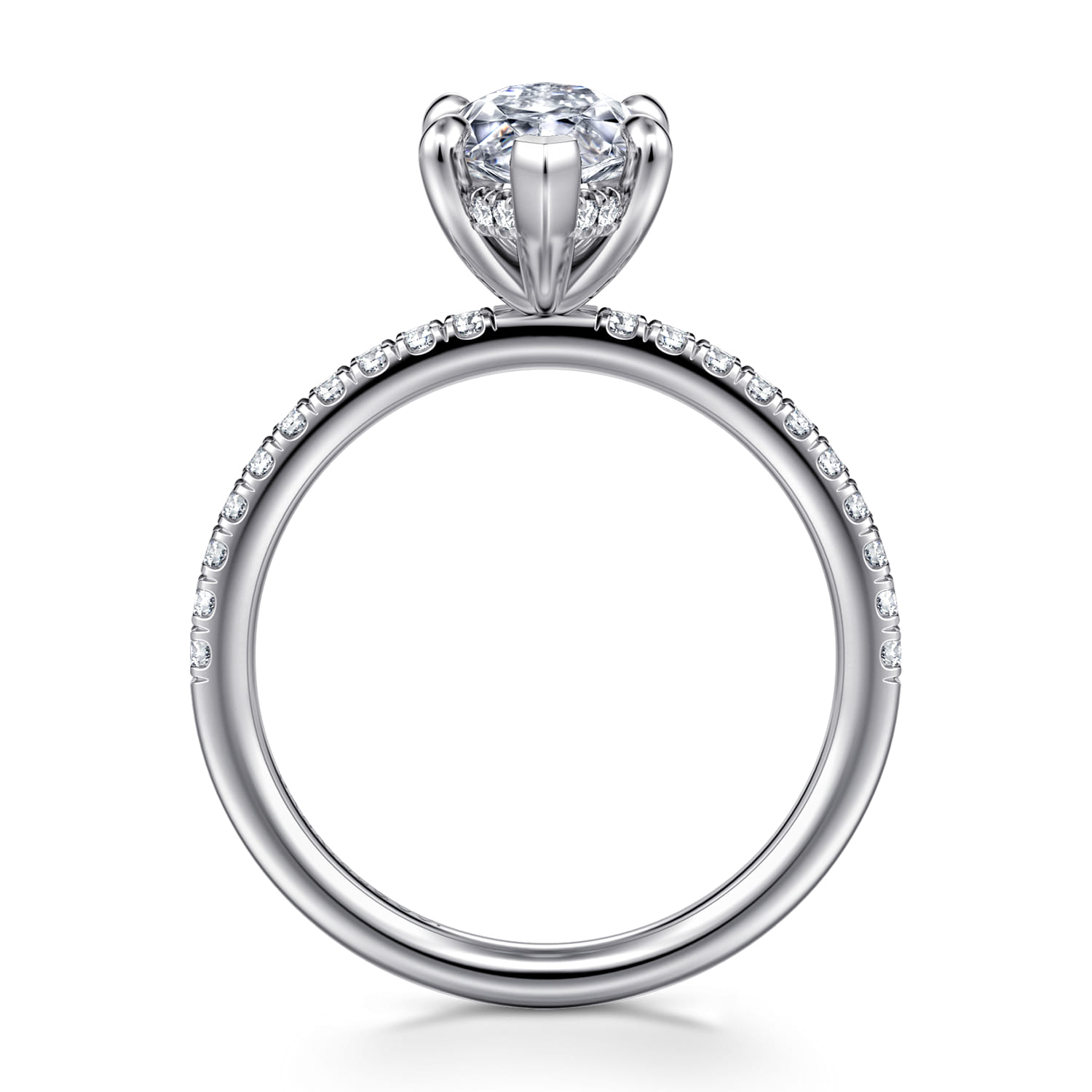 Allison - 14K White Gold Marquise Shape Hidden Halo Diamond Engagement Ring - 0.26 ct - Shot 2