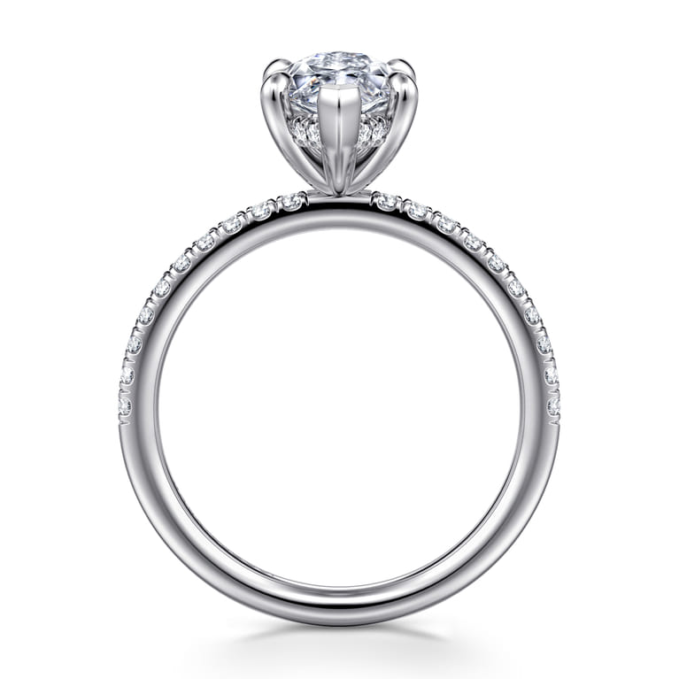Allison - 14K White Gold Marquise Shape Hidden Halo Diamond Engagement Ring - 0.26 ct - Shot 2