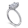 Allison - 14K White Gold Marquise Shape Hidden Halo Diamond Engagement Ring - 0.26 ct