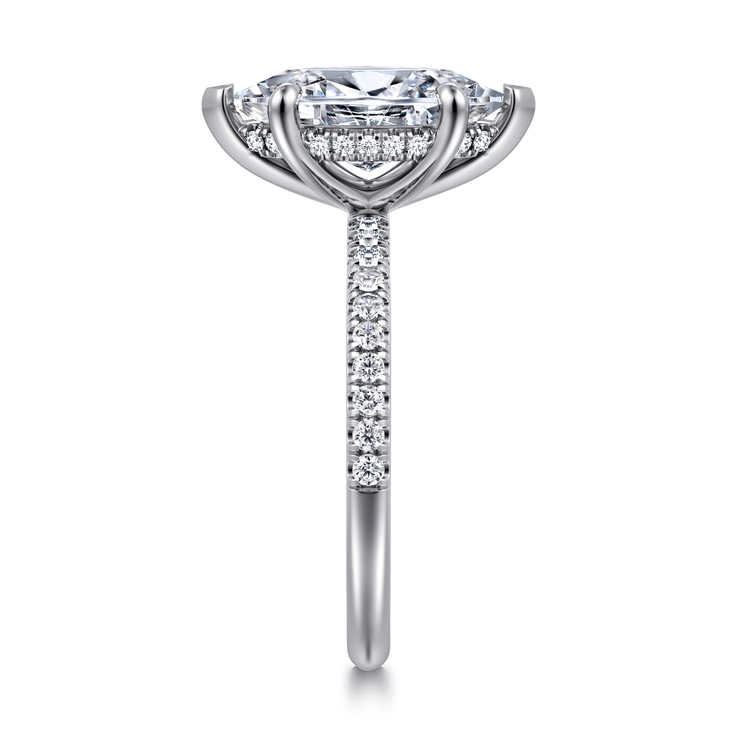 Allison - 14K White Gold Marquise Shape Hidden Halo Diamond Engagement Ring - 0.26 ct - Shot 4
