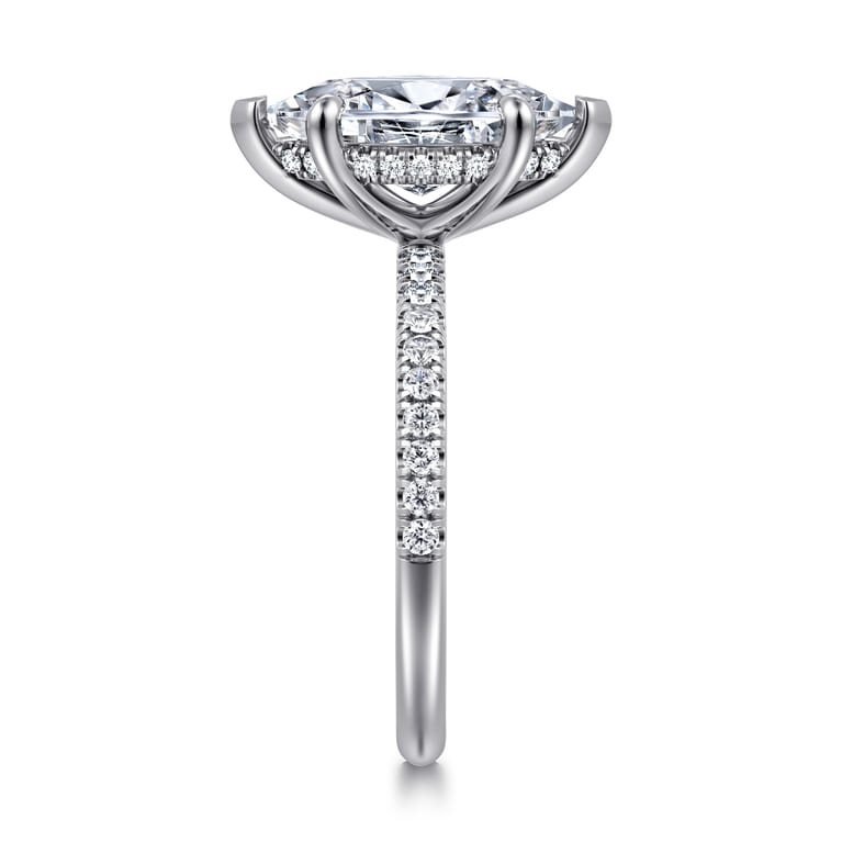 Allison - 14K White Gold Marquise Shape Hidden Halo Diamond Engagement Ring - 0.26 ct - Shot 4