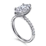Adela - 14K White Gold Marquise Shape Hidden Halo Diamond Engagement Ring - 0.4 ct