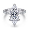 Adela - 14K White Gold Marquise Shape Hidden Halo Diamond Engagement Ring - 0.44 ct