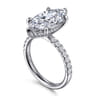 Adela - 14K White Gold Marquise Shape Hidden Halo Diamond Engagement Ring - 0.44 ct