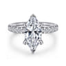 Adela - 14K White Gold Marquise Shape Hidden Halo Diamond Engagement Ring - 0.4 ct