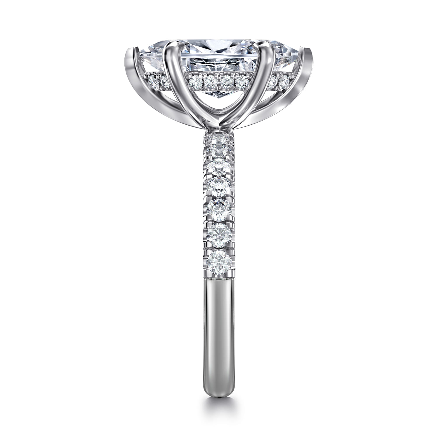 Adela - 14K White Gold Marquise Shape Hidden Halo Diamond Engagement Ring - 0.4 ct - Shot 4