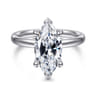Peace - 14K White Gold Marquise Shape Hidden Halo Diamond Engagement Ring - 0.08 ct