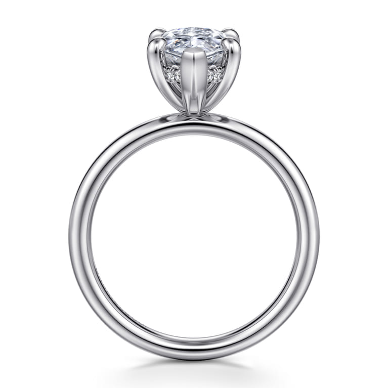 Peace - 14K White Gold Marquise Shape Hidden Halo Diamond Engagement Ring - 0.08 ct - Shot 2