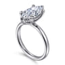 Peace - 14K White Gold Marquise Shape Hidden Halo Diamond Engagement Ring - 0.08 ct