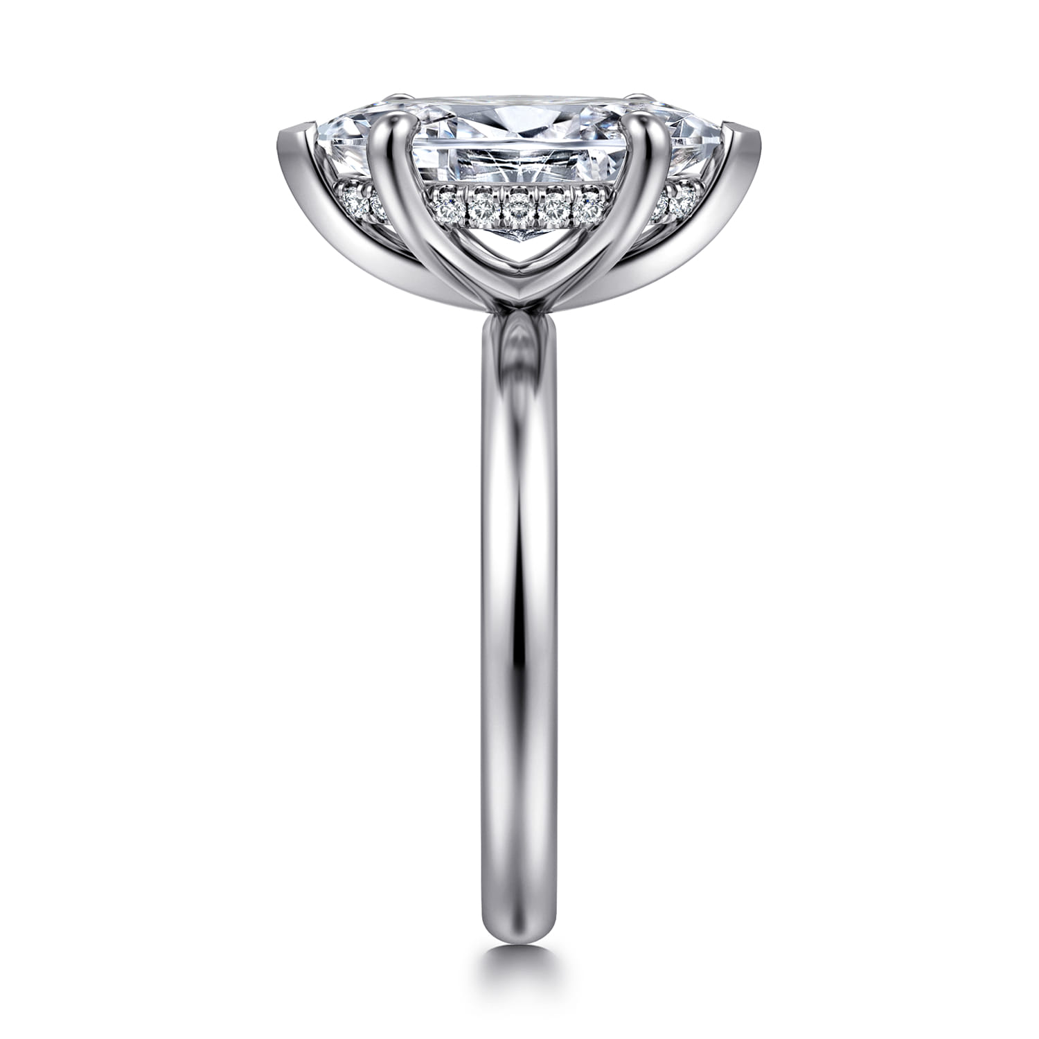 Peace - 14K White Gold Marquise Shape Hidden Halo Diamond Engagement Ring - 0.08 ct - Shot 4