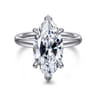 Peace - 14K White Gold Marquise Shape Hidden Halo Diamond Engagement Ring - 0.1 ct