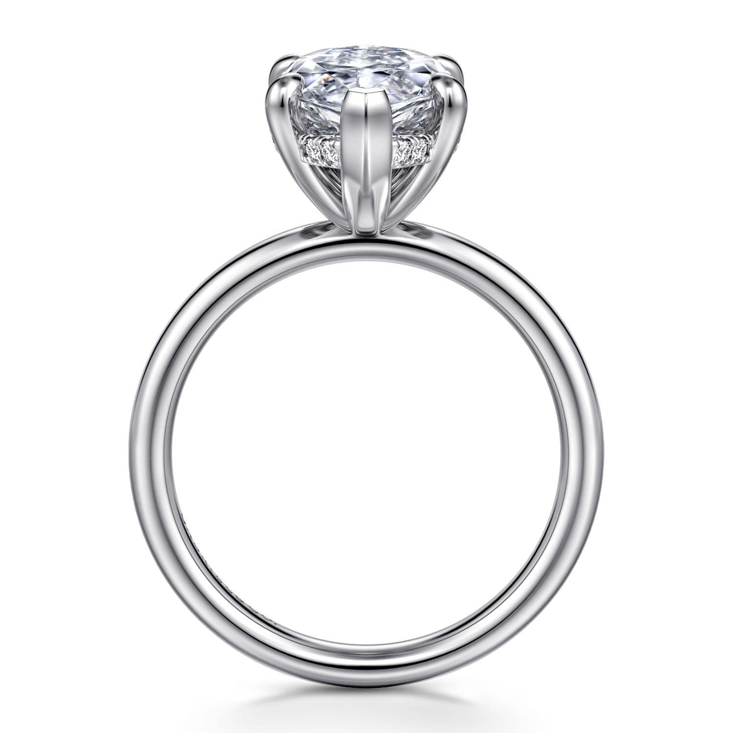 Peace - 14K White Gold Marquise Shape Hidden Halo Diamond Engagement Ring - 0.1 ct - Shot 2