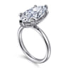 Peace - 14K White Gold Marquise Shape Hidden Halo Diamond Engagement Ring - 0.1 ct