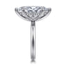 Peace - 14K White Gold Marquise Shape Hidden Halo Diamond Engagement Ring - 0.1 ct