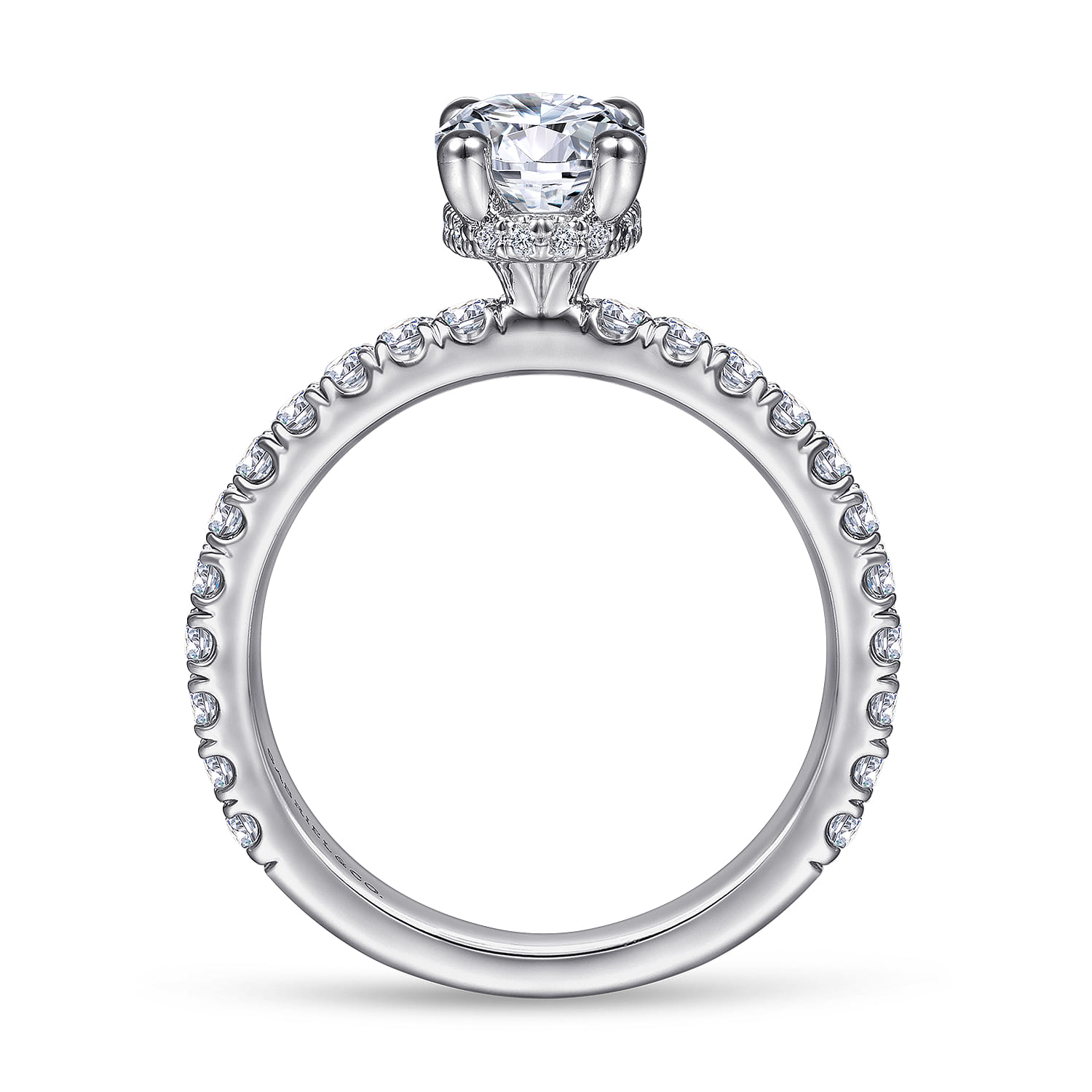 Alina - 14K White Gold Hidden Halo Oval Diamond Engagement Ring - 0.51 ct - Shot 2