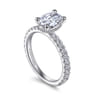 Alina - 14K White Gold Hidden Halo Oval Diamond Engagement Ring - 0.51 ct