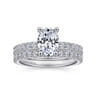Alina - 14K White Gold Hidden Halo Oval Diamond Engagement Ring - 0.51 ct