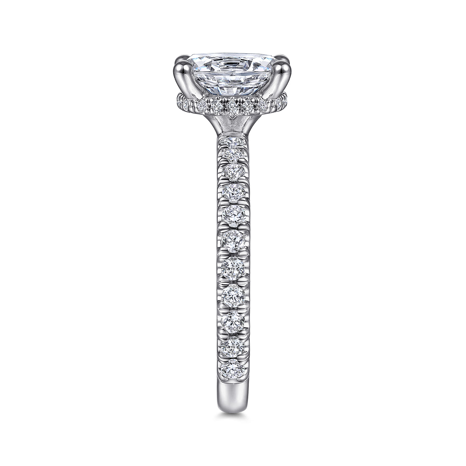 Alina - 14K White Gold Hidden Halo Oval Diamond Engagement Ring - 0.51 ct - Shot 5