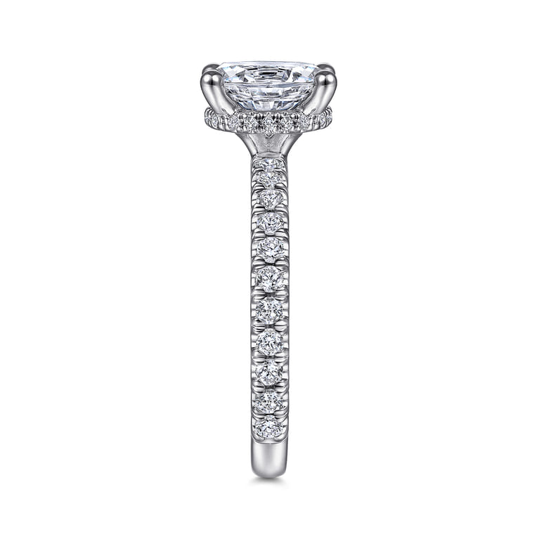 Alina - 14K White Gold Hidden Halo Oval Diamond Engagement Ring - 0.51 ct - Shot 5