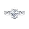 Alina - 14K White Gold Hidden Halo Oval Diamond Engagement Ring - 0.54 ct