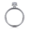 Alina - 14K White Gold Hidden Halo Oval Diamond Engagement Ring - 0.54 ct