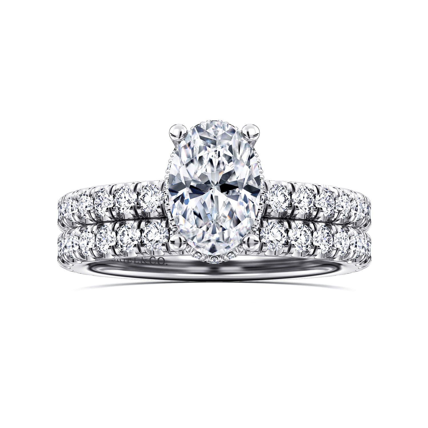 Alina - 14K White Gold Hidden Halo Oval Diamond Engagement Ring - 0.54 ct - Shot 4