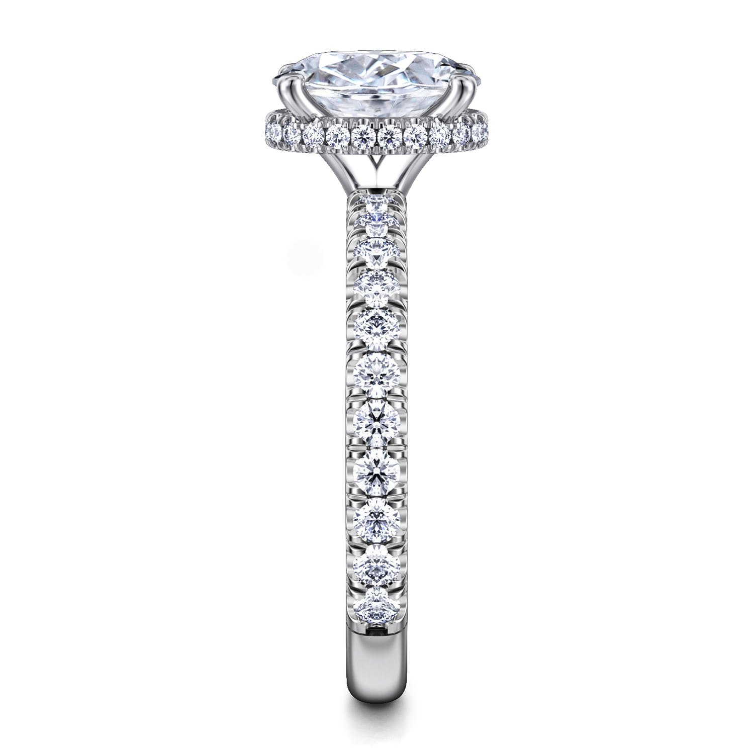 Alina - 14K White Gold Hidden Halo Oval Diamond Engagement Ring - 0.54 ct - Shot 5