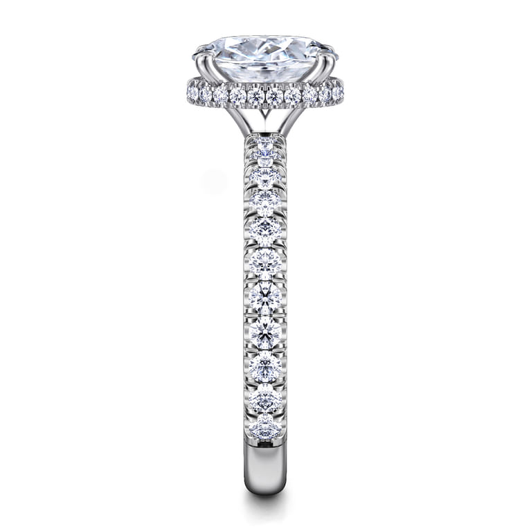 Alina - 14K White Gold Hidden Halo Oval Diamond Engagement Ring - 0.54 ct - Shot 5