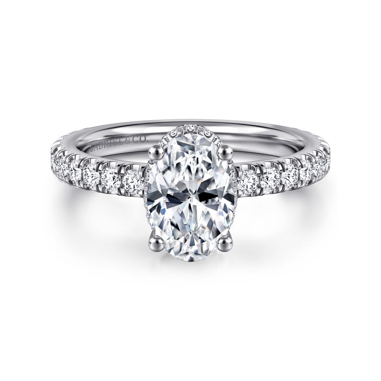 Alina - 14K White Gold Oval Diamond Engagement Ring - 0.58 ct - Shot 1