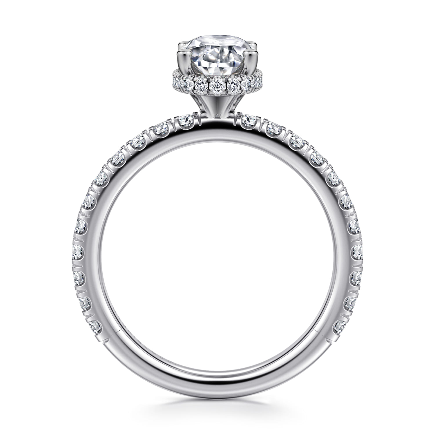 Alina - 14K White Gold Oval Diamond Engagement Ring - 0.58 ct - Shot 2