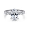 Alina - 14K White Gold Hidden Halo Oval Diamond Engagement Ring - 0.7 ct