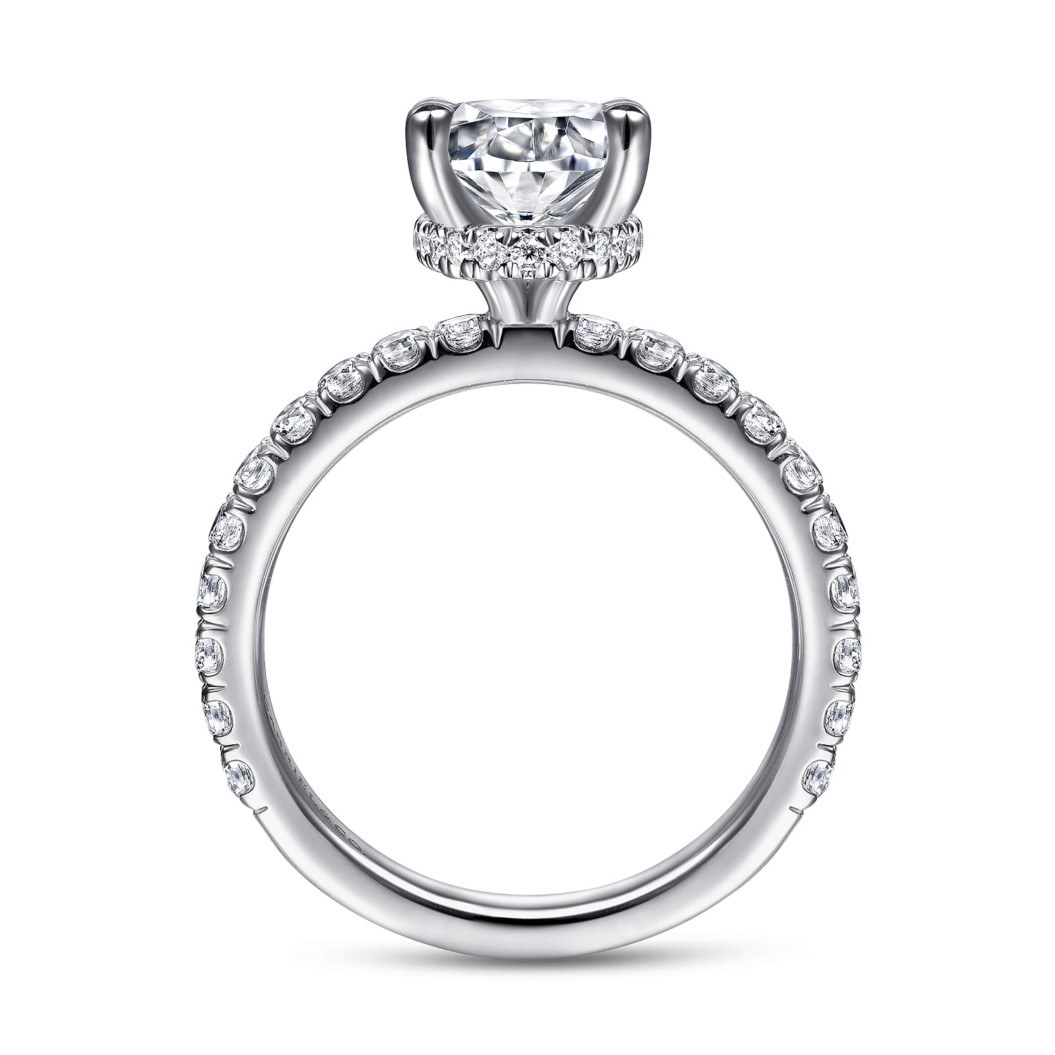 Alina - 14K White Gold Hidden Halo Oval Diamond Engagement Ring - 0.7 ct - Shot 2