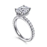 Alina - 14K White Gold Hidden Halo Oval Diamond Engagement Ring - 0.7 ct