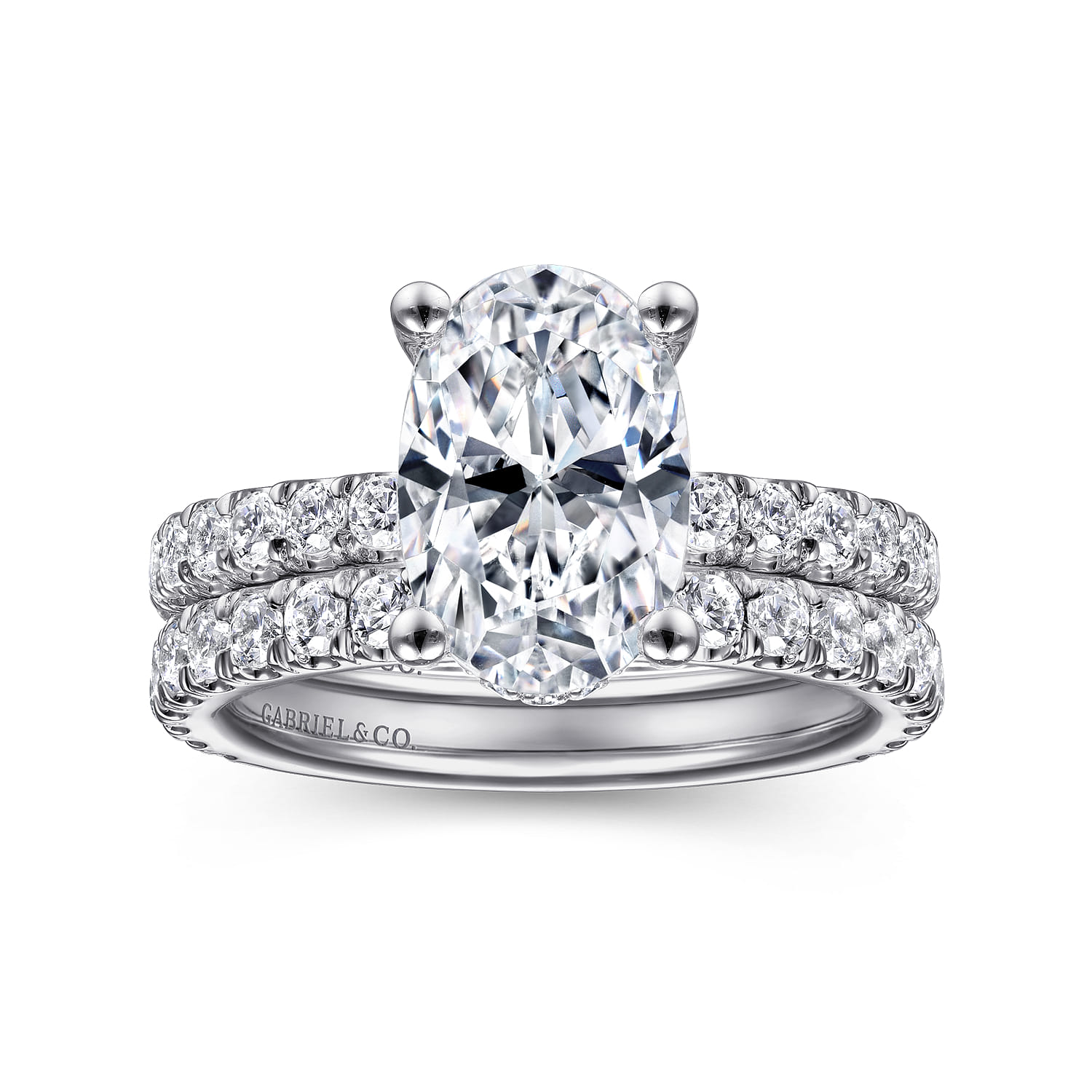 Alina - 14K White Gold Hidden Halo Oval Diamond Engagement Ring - 0.7 ct - Shot 4