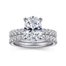Alina - 14K White Gold Hidden Halo Oval Diamond Engagement Ring - 0.7 ct
