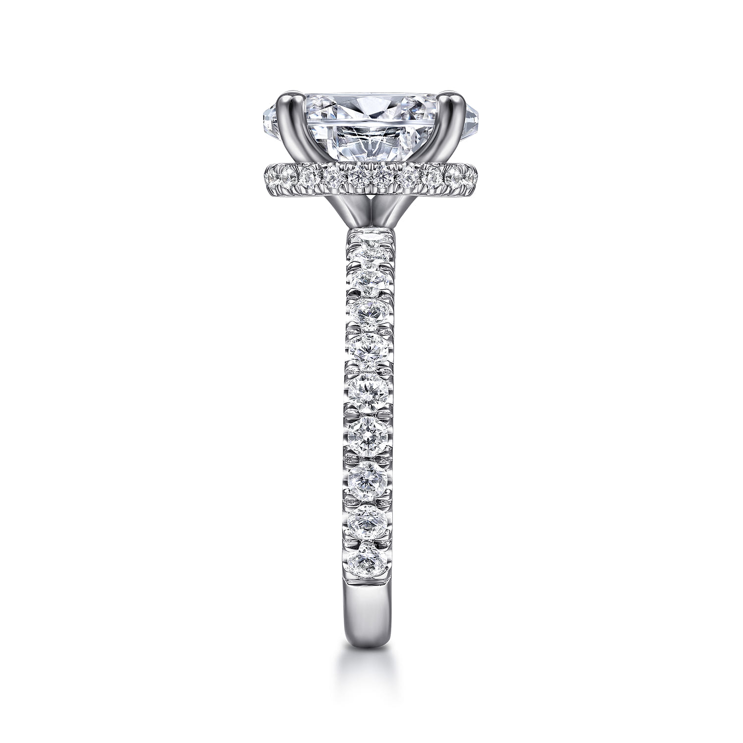 Alina - 14K White Gold Hidden Halo Oval Diamond Engagement Ring - 0.7 ct - Shot 5