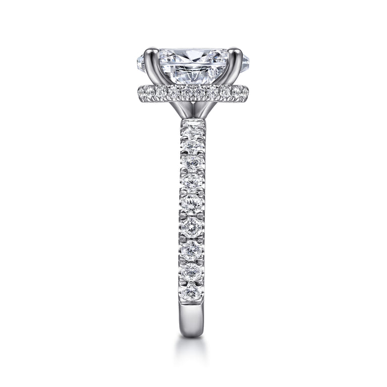 Alina - 14K White Gold Hidden Halo Oval Diamond Engagement Ring - 0.7 ct - Shot 5