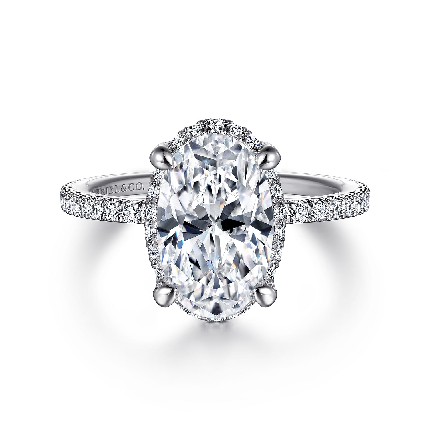 Hart - 14K White Gold Hidden Halo Oval Diamond Engagement Ring - 0.38 ct - Shot 1