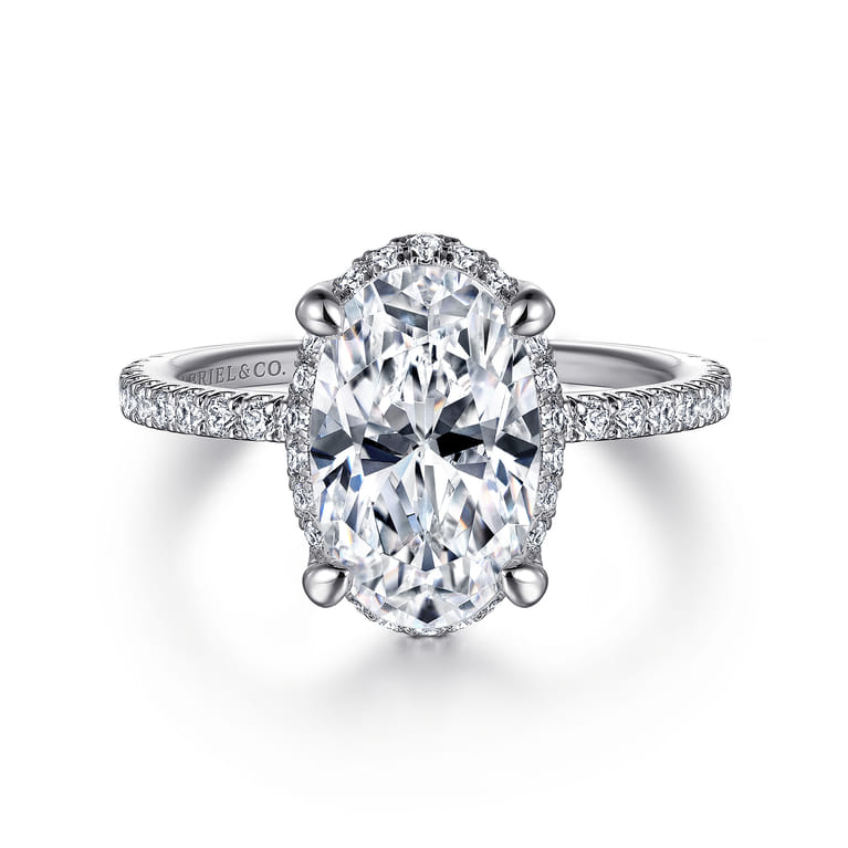 Hart - 14K White Gold Hidden Halo Oval Diamond Engagement Ring - 0.38 ct - Shot 1