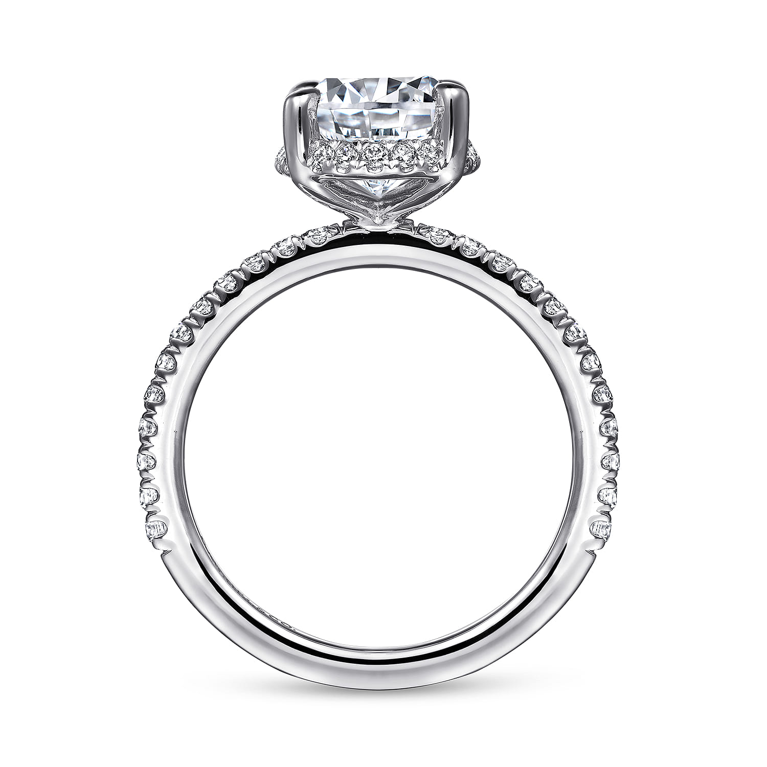 Hart - 14K White Gold Hidden Halo Oval Diamond Engagement Ring - 0.38 ct - Shot 2