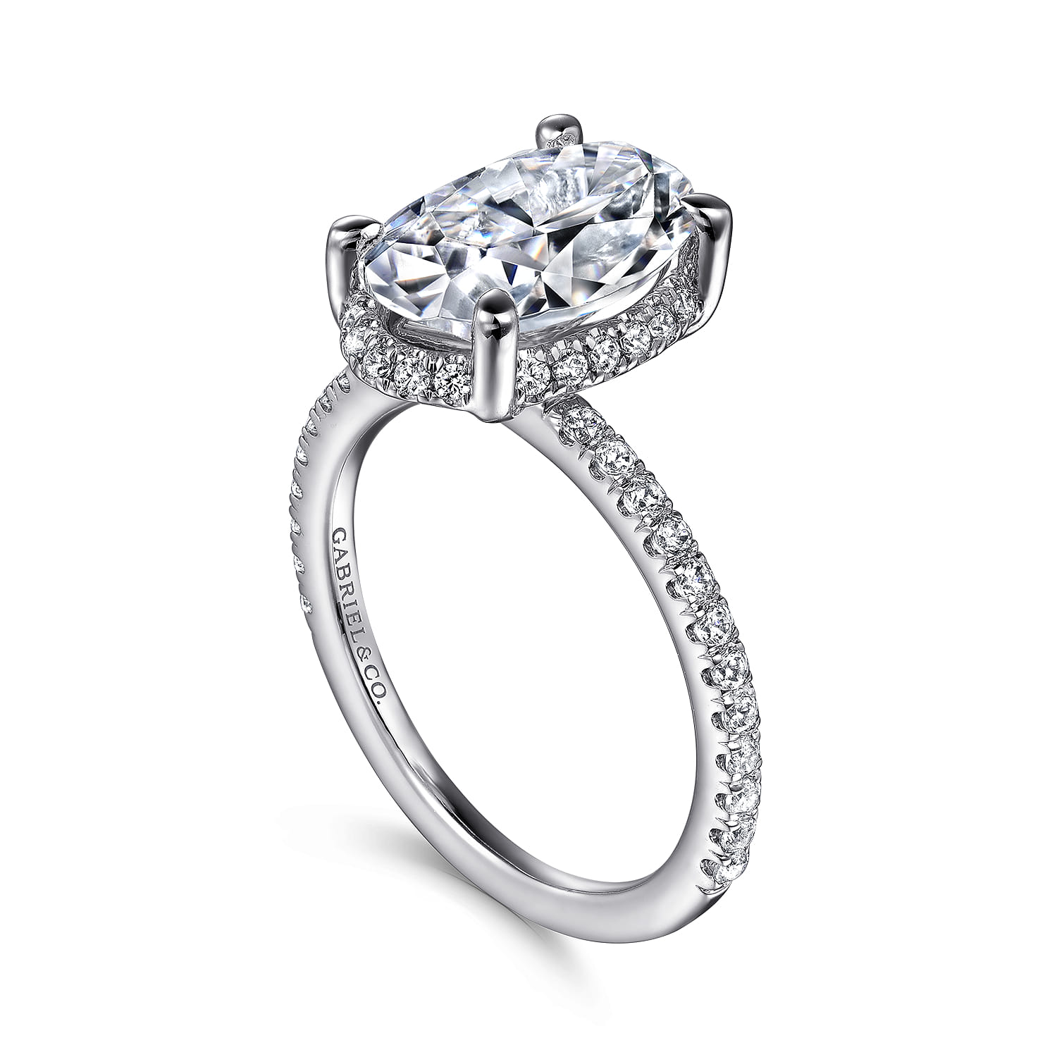 Hart - 14K White Gold Hidden Halo Oval Diamond Engagement Ring - 0.38 ct - Shot 3