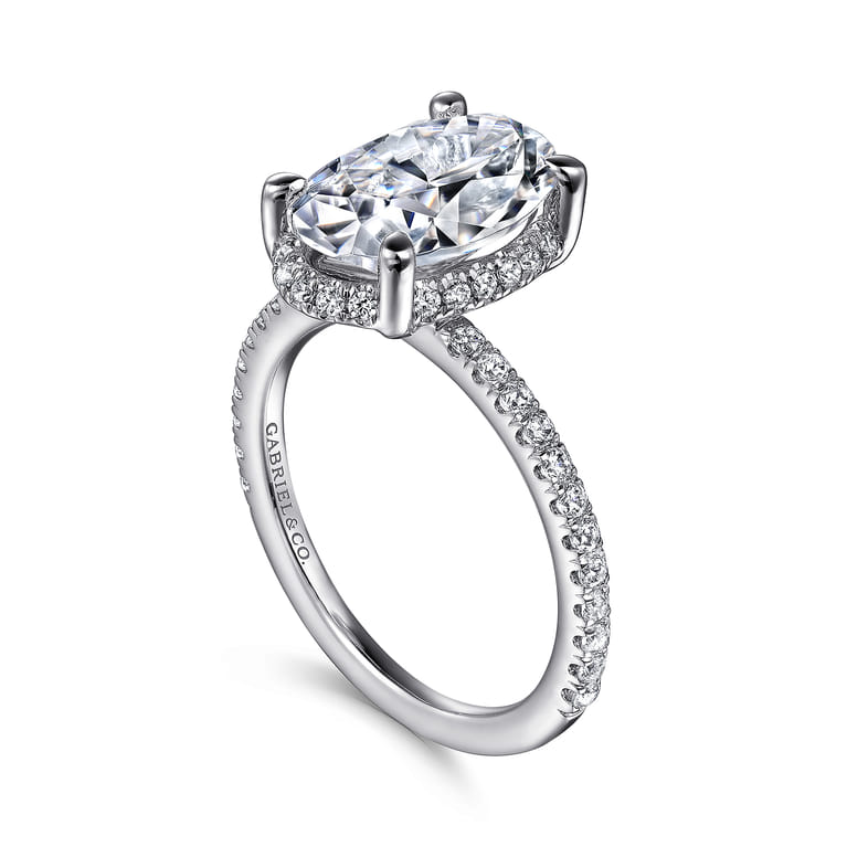 Hart - 14K White Gold Hidden Halo Oval Diamond Engagement Ring - 0.38 ct - Shot 3