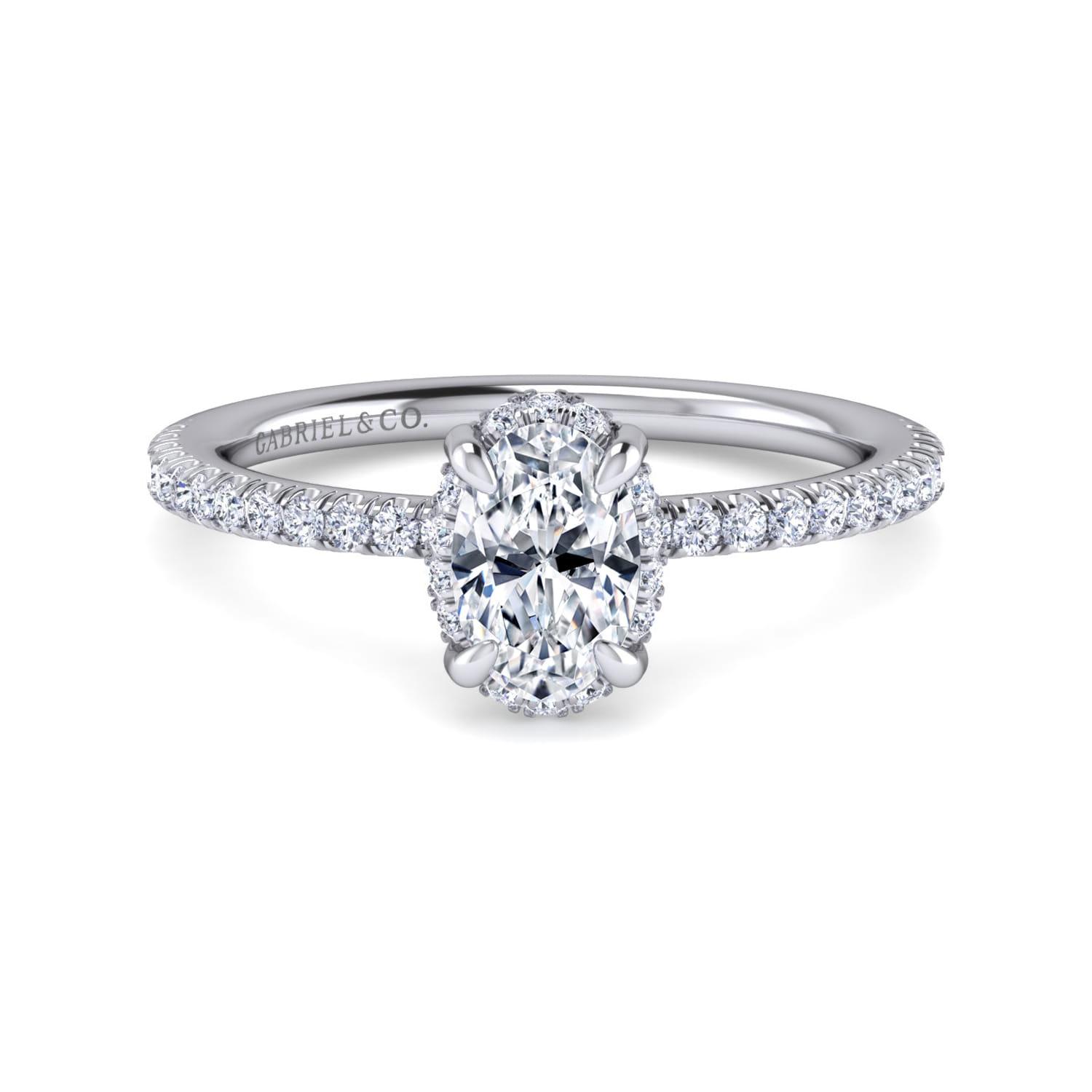 Hart - 14K White Gold Hidden Halo Oval Diamond Engagement Ring - 0.26 ct - Shot 1